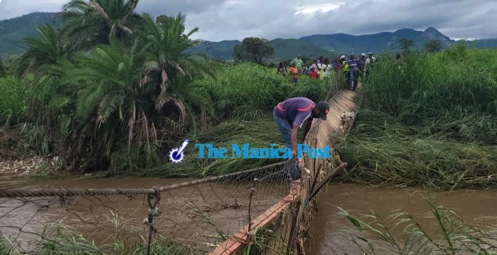 The destroyed bridge connecting Hobhouse and Dangamvura suburbs. - Picture: Tinai Nyadzayo