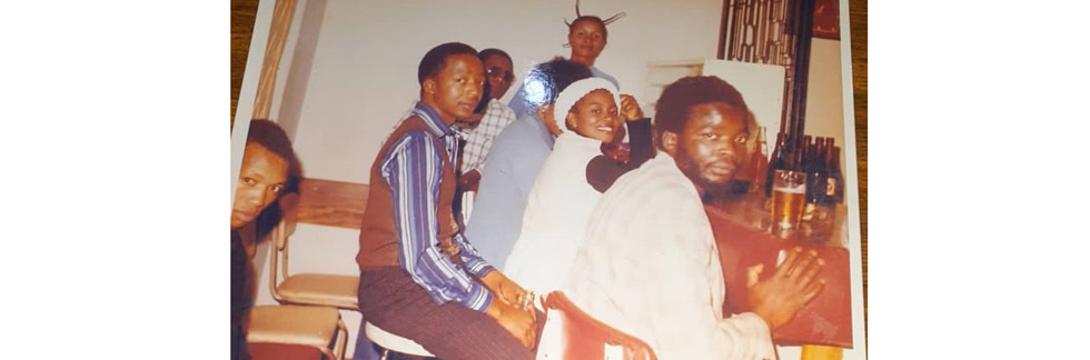Boniface Nyamanhindi (in brown pair of trousers) and patrons at Dangamvura Hotel