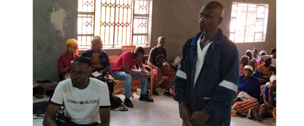 Kenneth Timburwa (seated) and Patrick Nyandiya in court at Chief Mutasa's community court last Saturday