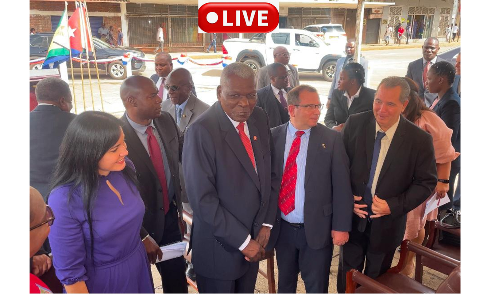 All set for the laying of a wreath on Fidel Castro Road