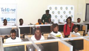Marondera Female Open Correctional Institution inmates in the computer lab after the official opening of the digital and vocational training centre by First Lady Dr Auxillia Mnangagwa in Mashonaland East