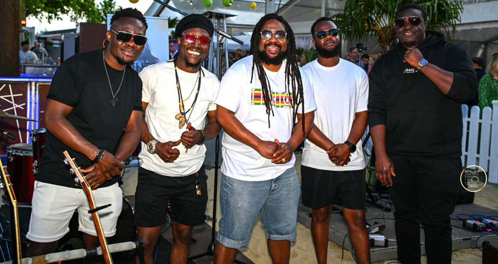 I-Finton (centre) with members of Platform 263 Band