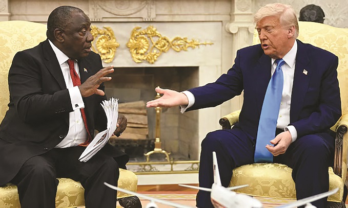 South Africa’s President Ramaphosa with his US counterpart Trump at the White House