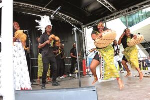 The Zimbabwean cultural group comprising local artistes, men and women from the Zimbabwe Republic Police, Air Force of Zimbabwe and Zimbabwe Prisons and Correctional Service entertains guests during the 1st edition of the Paris 17th International Gastronomy Festival in Paris, France, yesterday
