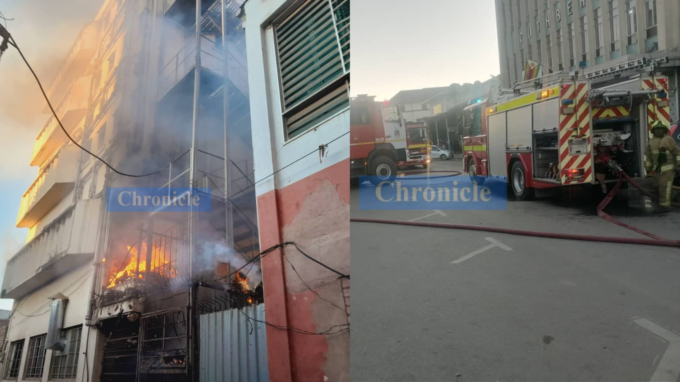 WATCH: Hundreds evacuated after fire at Sterling Plaza in Bulawayo