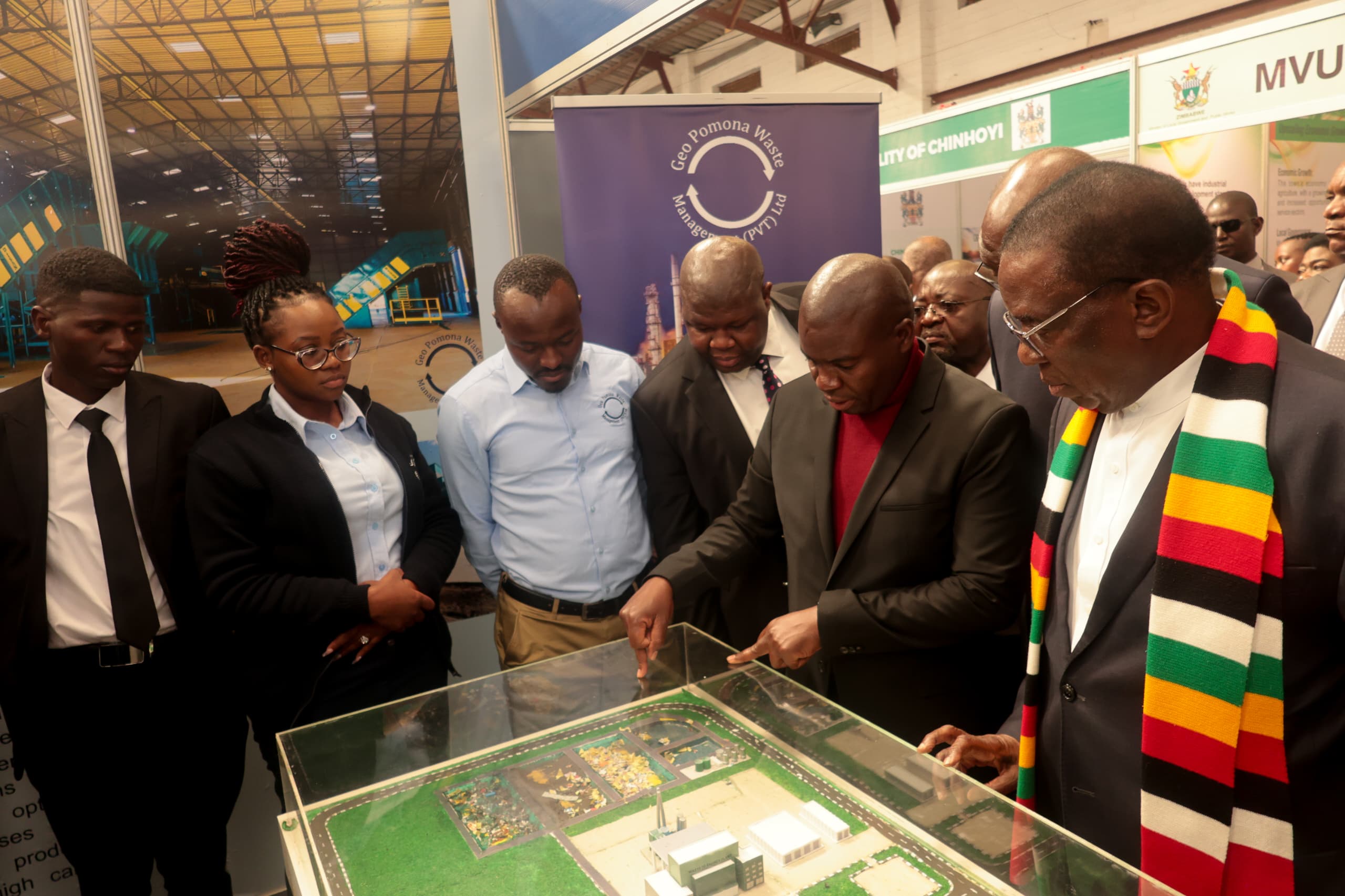 President Mnangagwa tours Geo Pomona stand at Councillors Indaba