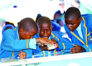 St Joseph’s Primary School children argue on which is the correct answer during the cultural quiz organised by Culture and Heritage Ambassador First Lady Dr Auxillia Mnangagwa in Matabeleland South yesterday