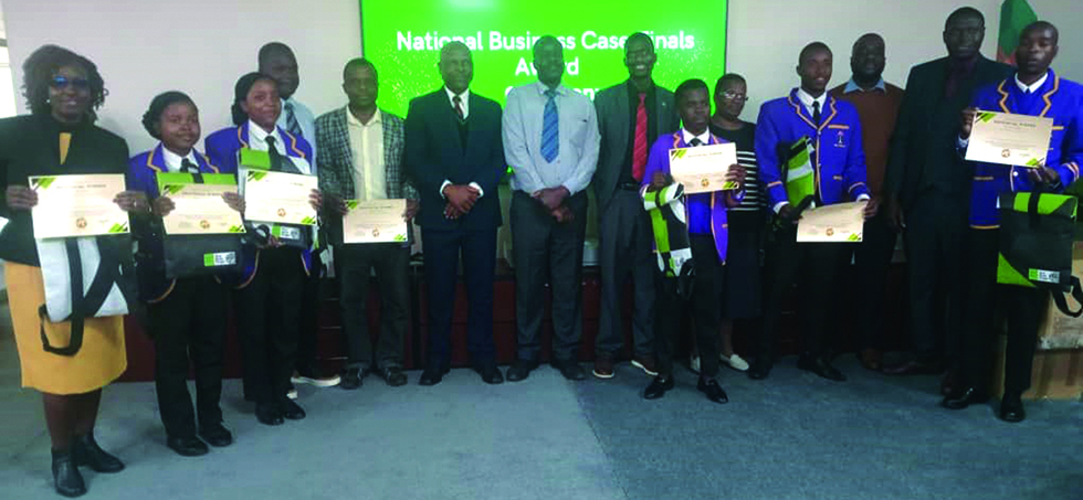 Learners from St James Zongoro receive their prize after winning the fifth National Business Case Competition in Harare last week
