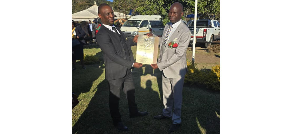 Mt Melleray Primary School head Mr Blessing Ziyachecha and Nyanga District Schools Inspector Mr Amos Nyagato