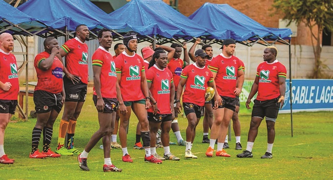 CALM BEFORE THE STORM . . . Zimbabwe’s Sables take a breather during their training session at Harare Sports Club before flying out to Uganda early yesterday — Picture: ZRU media