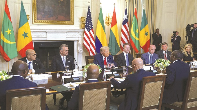 US President Donald Trump at a meeting with African leaders in the White House, Washington, DC
