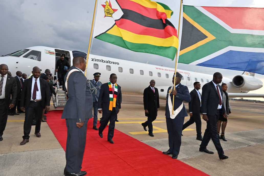 President Mnangagwa arrives in South Africa for Liberation Movements Summit