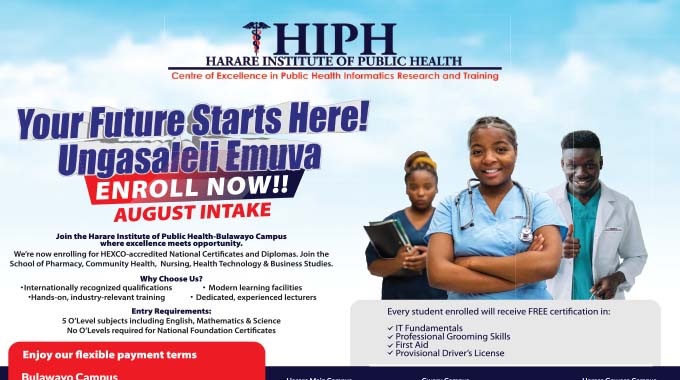 Harare Institute of Public Health Bulawayo campus now accepting applications for August 2025 intake