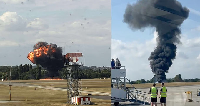 Four dead after Southend Airport crash that saw medical jet ‘corkscrew’ to the ground and explode in fireball shortly after takeoff