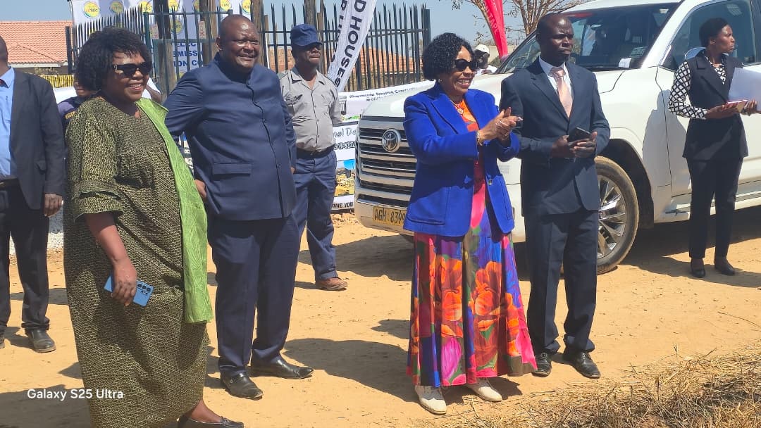 Minister Mutsvangwa, herpermanent secretary, Dr Mavis Sibanda (far left) and ZNCF president, Mr MikeDura during the commissioning of electricity transformer at Mupamombe HousingCo-operative in Kadoma.