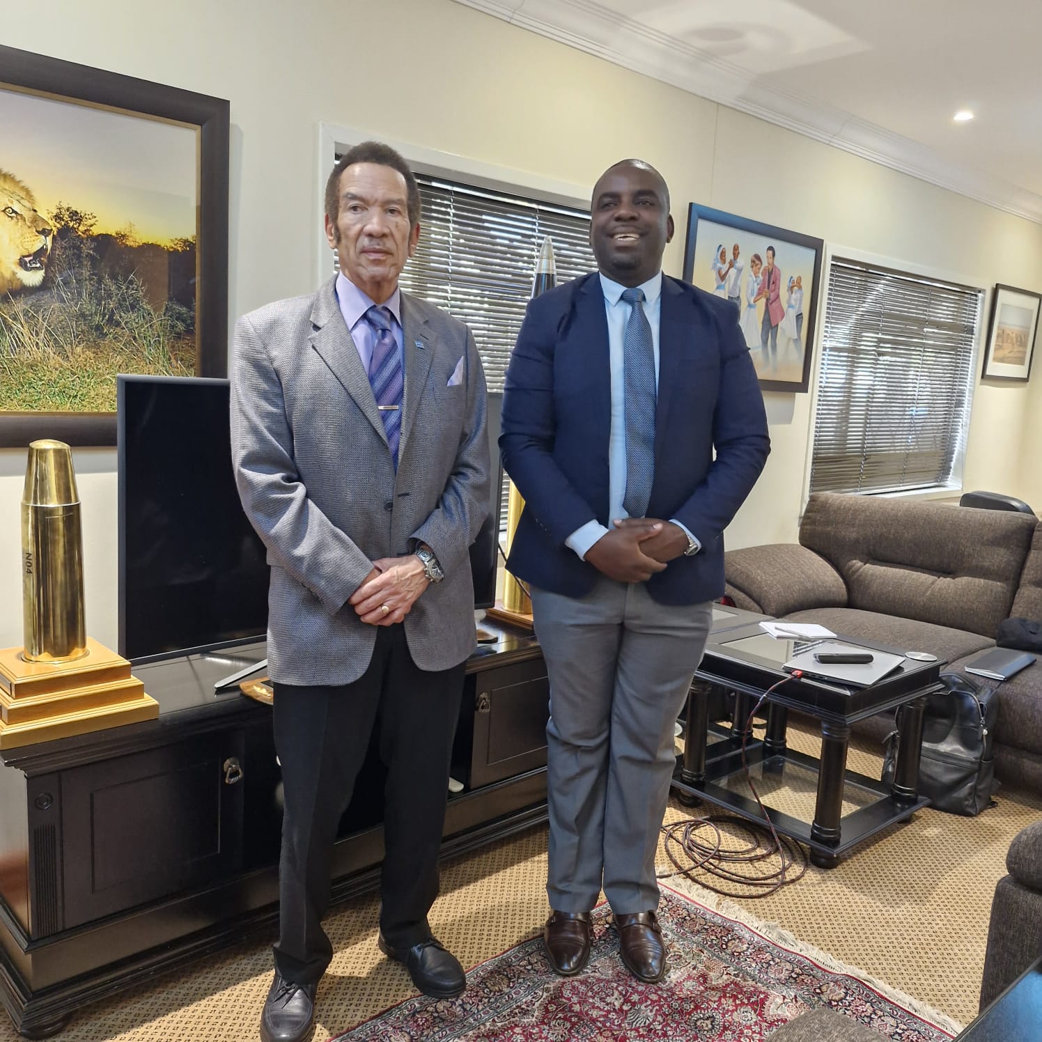 Mr Tumelo Mokoena with Dr Ian Khama in Botswana,