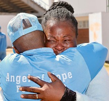 A mother sheds tears of joy as she hugs her daughter who has recovered from drug and substance abuse at the Angel of Hope Drug Rehabilitation Centre yesterday