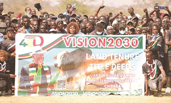 Part of the crowd at the A1 Land Tenure Title Deeds programme that was launched by President Mnangagwa at Craigengower Farm in Mazowe District on Monday