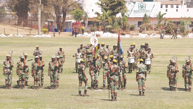 Members of the Zimbabwe National Army entertain show-goers with their drills at the Harare Agricultural Show yesterday