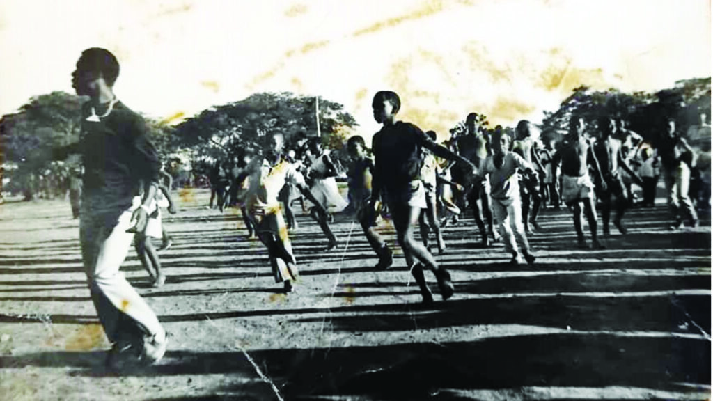 Ben leading kids in Senga, Gweru in the 1960s
