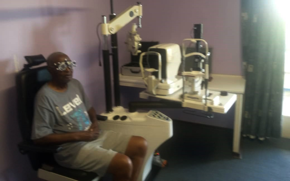 A patient being assisted during last week’s Eye Camp