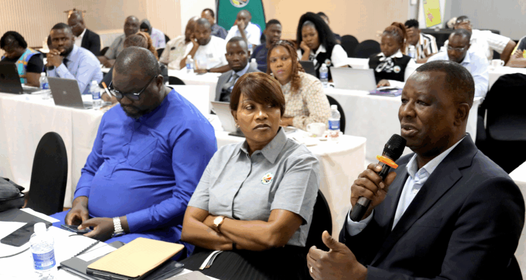 Managing Director Traffic Safety Council of Zimbabwe Mr Munesu Munodawafa gives remarks at the ministerial launch of public consultaions for the Road Accident Fund (RAF) Bill in Bulawayo yesterday.Listening from left are TSCZ chairman Mr Kura Sibanda and the deputy board chair Ms BunuLiziwe Bunu.Picture: Eliah Saushoma