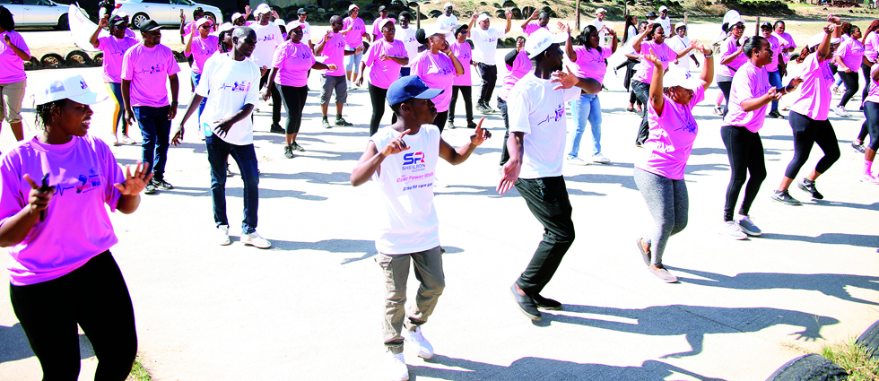 Participants going through the Zumba paces during the 9th edition of the Zimpapers Cancer Power Walk at Manicaland Motoring Club last year