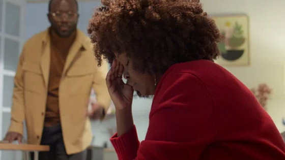 The woman is in despair over what may happen to her son