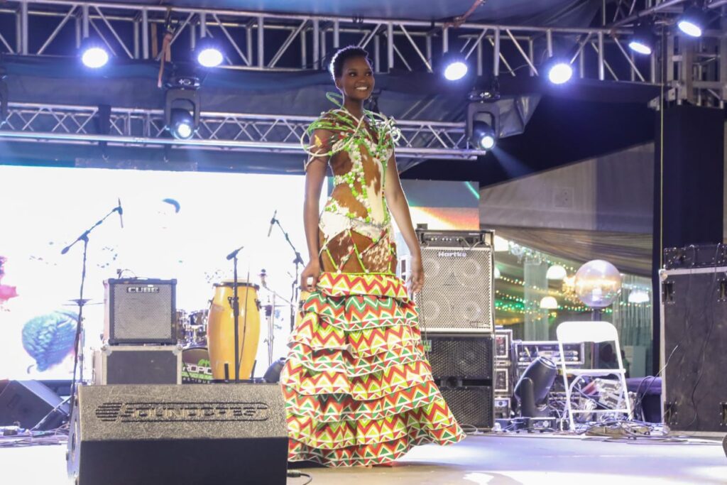 Models showcase  stunning creations crafted from national fabric by local designers such as Ivhu Tribe, Zarguesia, Tendayi Mazhinye and Albert Jeyacheya during a vibrant fashion show which was part of the Cultural Gastronomic Dinner at State House in Harare on Friday night