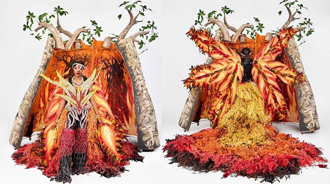 Lyshanda Moyos Unveils Zimbabwe’s Fiery Baobab-Inspired National Costume for Miss Universe
