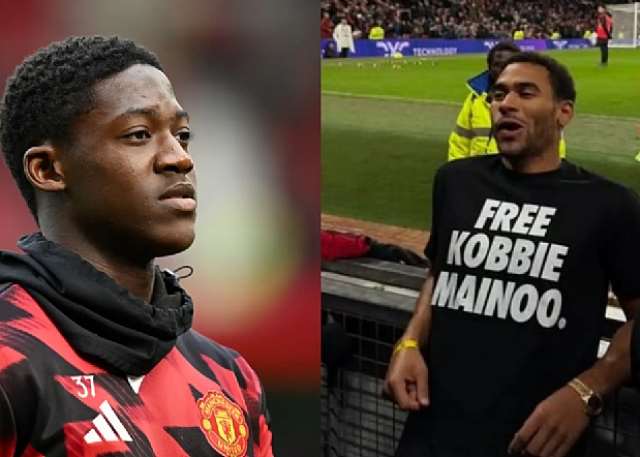 Manchester United midfielder’s half-brother wears ‘Free Kobbie Mainoo’ T-shirt