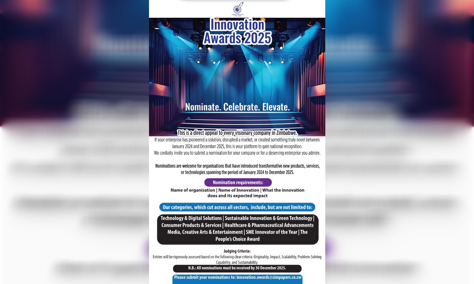 Final call for entries as Zimpapers Innovation Awards 2025 deadline approaches