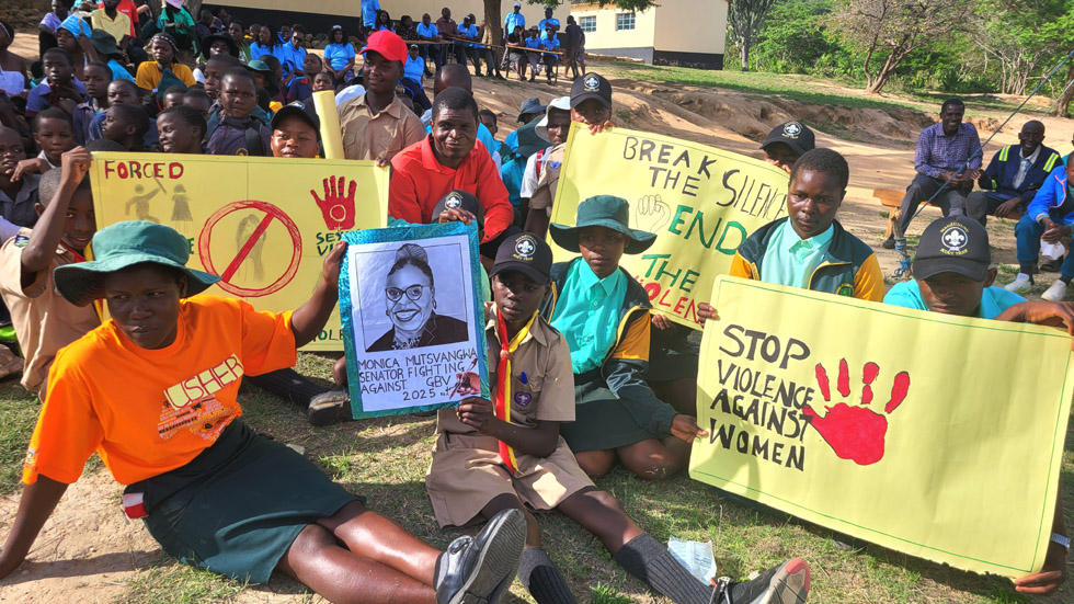 Learners display placards to end GBV