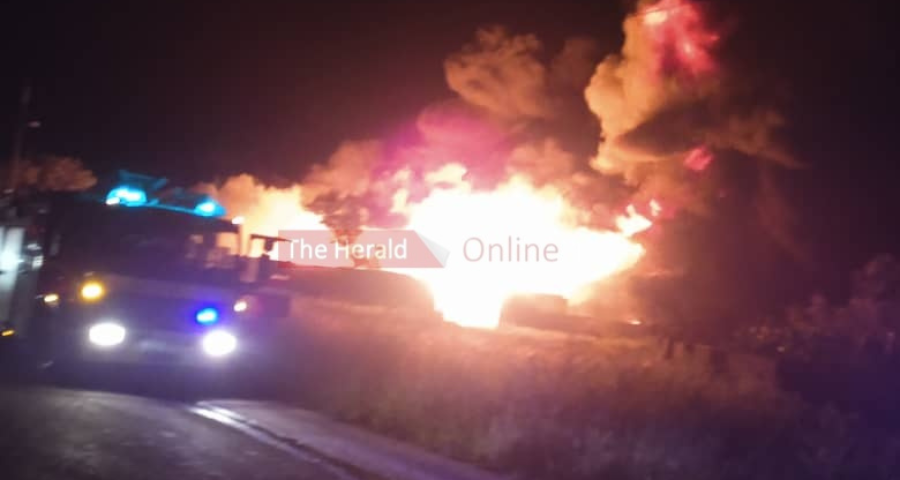 BREAKING: Massive explosion and ball of flames as two fuel tankers catch ablaze in Bulawayo