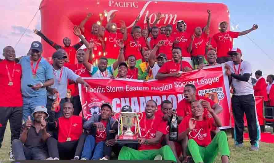 SHORTLIVED JOY . . . FC Hunters celebrated their promotion into the Castle Lager Premier Soccer League, only to have the club franchise exchange hands before the then Andrew Gore-wholly owned team kicked a ball in the top-flight league