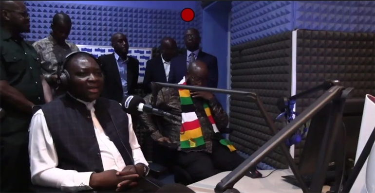 Minister Soda speaks during an interview on Diamond FM