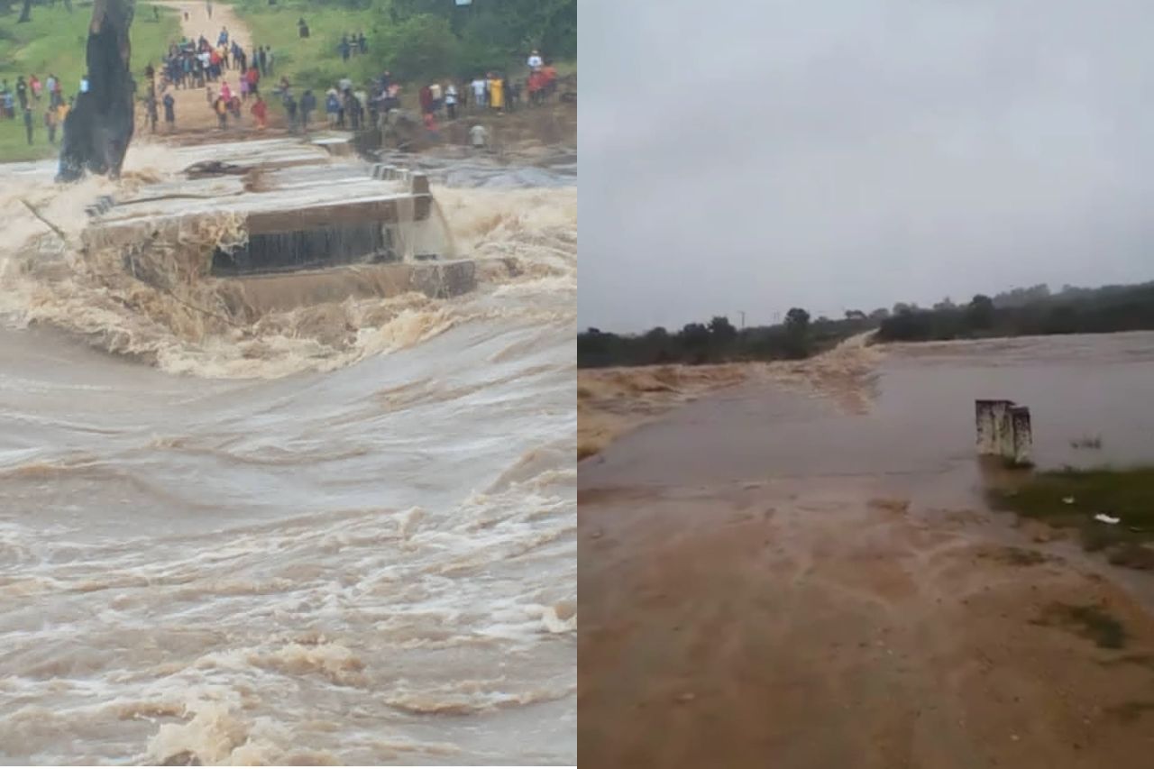 Shangani River Bridge flooding along Harare Road first time in history, as floods sweep away Jeka-Chegato Bridge