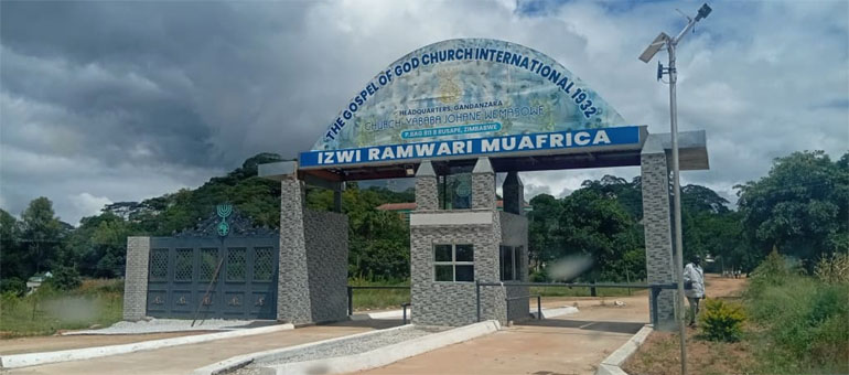 The barricaded Johane Masowe Shrine entrance in Gandanzara