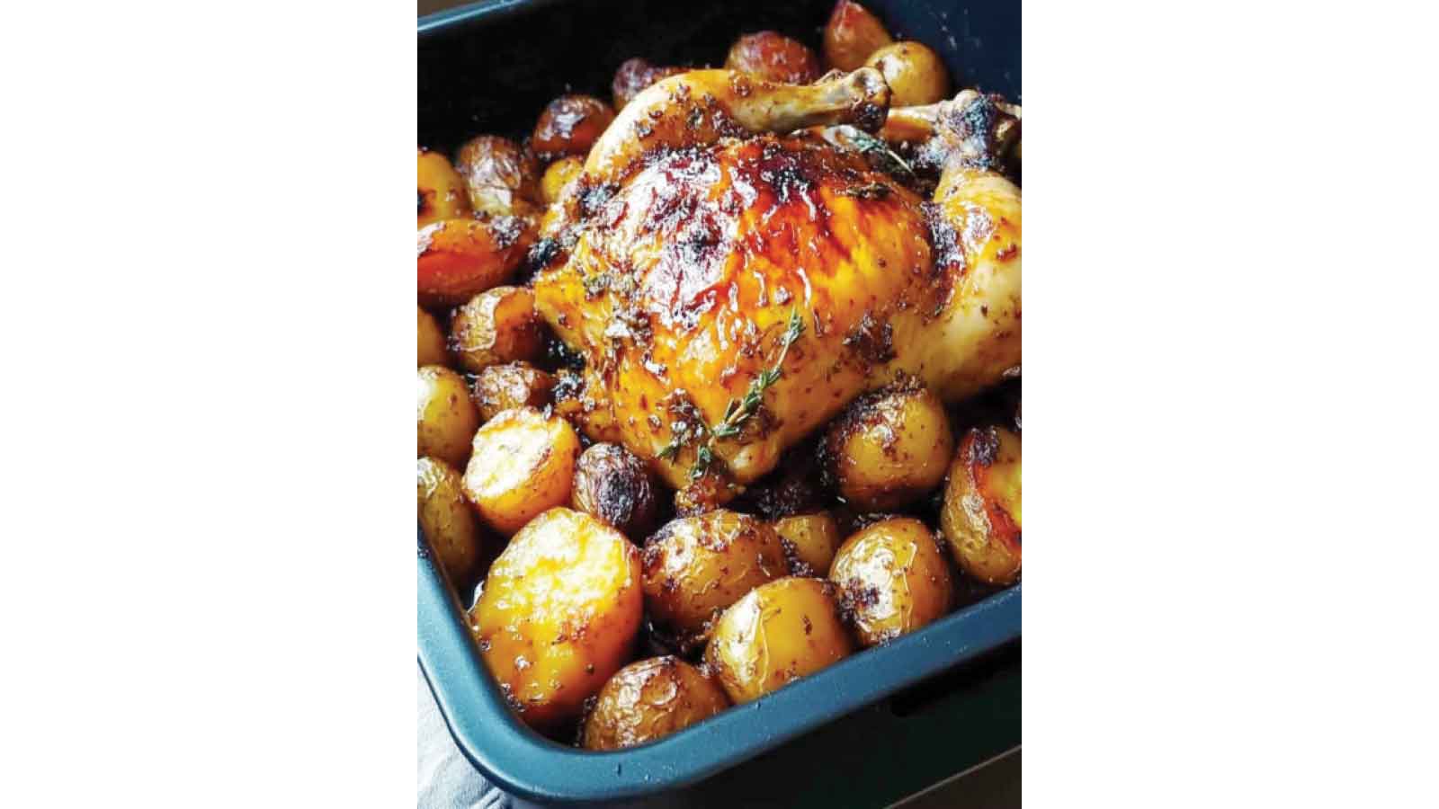 Crispy garlic-herb roast chicken and potatoes