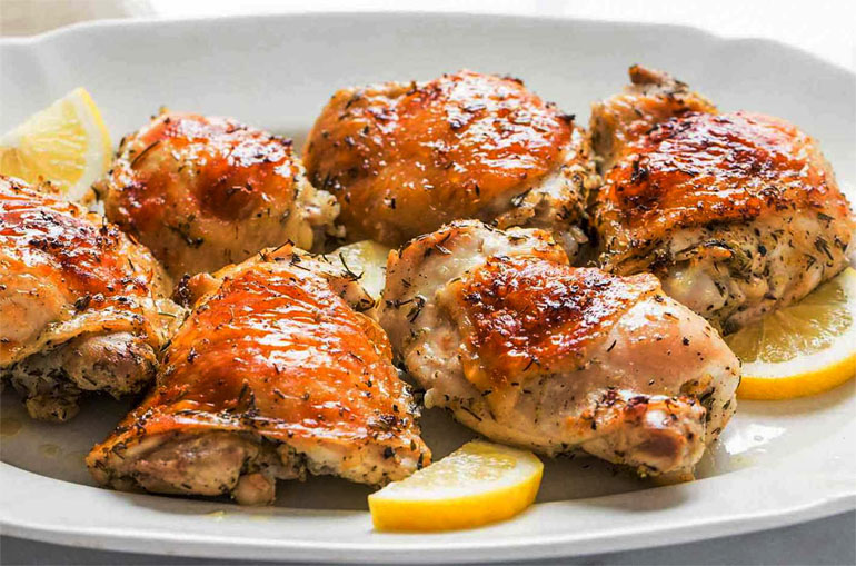 Succulent lemon and herb chicken thighs