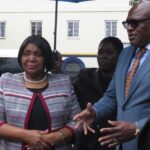 JSC secretary, Mr Walter Chikwana stresses a point to Chief Justice Elizabeth Gwaunza (left) during a tour of Mutare Magistrates’ Court on Monday - Picture: Hazel Chitepo
