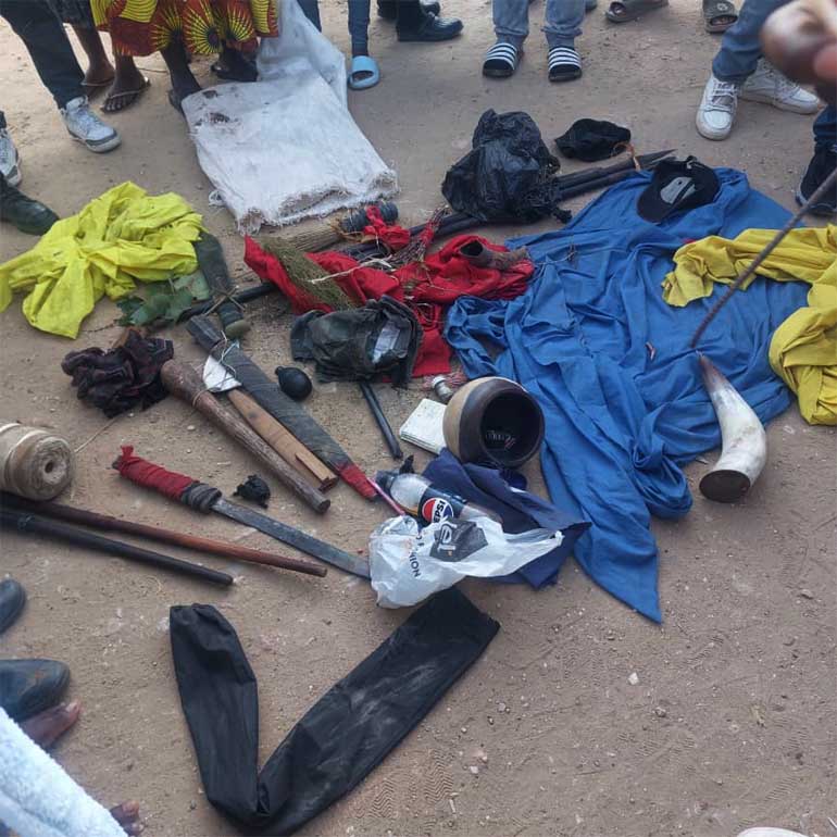 Some of the paraphernalia that was discovered on Dangamvura Mountain when police combed the area on Sunday