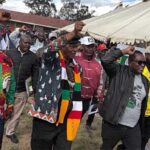 ZANU PF Manicaland provincial chairman, Cde Tawanda Mukodza (left), Politburo members, Cdes Patrick Chinamasa and Supa Mandiwanzira, and Central Committee members, Dr Jenfan Muswere and Advocate Misheck Mugadza greet delegates on arrival at Mutare Teachers’ College for the Provincial Inter-District Conference last Saturday