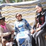 From left, Dora Msimanga, Matabeleland North Women's League chairperson; Monica Mutsvangwa, Minister of Women Affairs, Small and Medium Enterprises Development; and Jennifer Mhlanga, Deputy Minister of Women Affairs, Small and Medium Enterprises Development, pose for a photograph during the event.