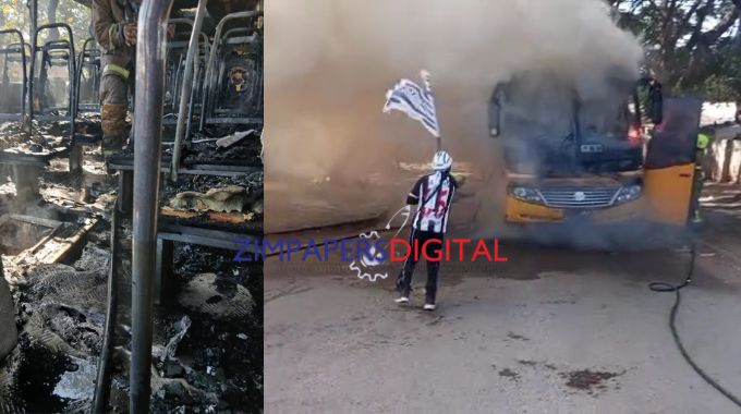 Inter Africa bus goes up in flames in Bulawayo, electrical fault suspected