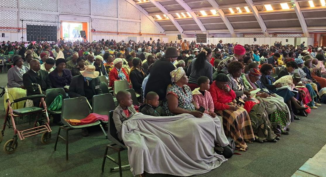 Congregants attend the first day of the 3 day Jehovha's Witness Convention at ZITF in Bulawayo