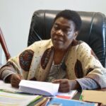 Minister of State for Provincial Affairs and Devolution for Bulawayo Metropolitan Province Hon Judith Ncube addressing members of the fourth estate on the City’s drugs and substance abuse report at the Ministry’s offices at Mhlahlandlela yesterday.-Picture:Joshua Muswere