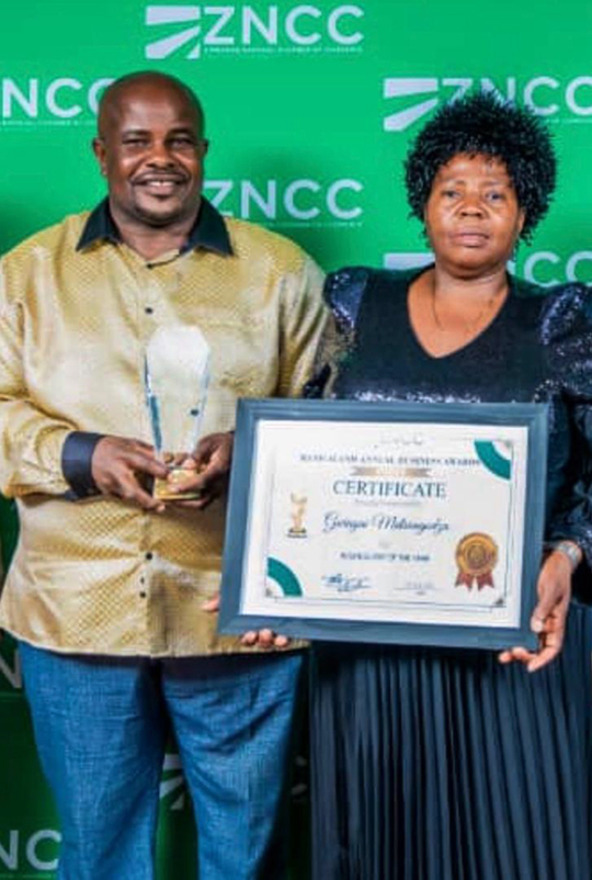 First Class Group of School Director-General, Mr Stephen Gwinyai Mutsongodza and his wife, Mrs Tracey Mutsongodza display the national accolades they scooped recently