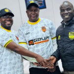 COMRADES IN ARMS . . . Manica Diamonds chairman, Leslie Chipunza, coach, Herbert Maruwa and vice chairman, Masimba Chihowa share a light moment during the formal introduction of the gaffer following his arrival at the club recently