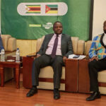 Minister Mugadza (right) follows proceedings during the second ZimTrade Outward Mission in Beira this morning